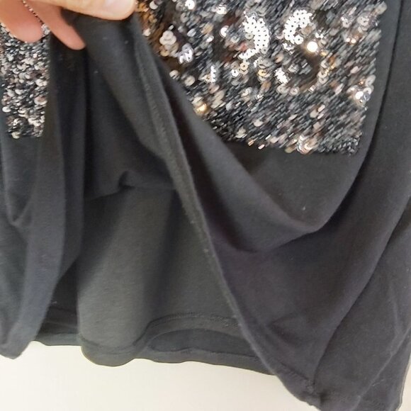Rock & Shine Sequin Short Sleeve Top Black M - Picture 6 of 10